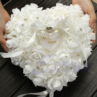 Pretty Fashion Valentine´s Day Gift Romantic Wedding Rose Heart Shaped Ring Box Bearer Holder Flower Ring Cushion Pillow Gift