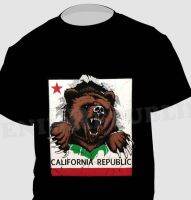 เสื้อยืดสำหรับบุรุษแบบใหม่คุณภาพสูง2023 California Republic Flag &amp; Bear สีดำเสื้อยืดคอกลมแขนลำลองขาสั้นพิมพ์ลายแฟชั่น100% ผ้าคอตตอนหน้าร้อน