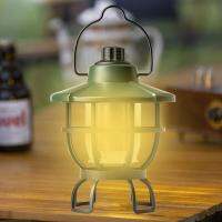 LED Portable Lantern Waterproof Retro Camping Atmosphere Lamp Type-c Charging with Hook Hanging Power Display Rotary Switch for Night Hiking Equipment