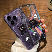 For IPhone 14 Pro Max IPhone Case Thickened TPU Soft Case Clear Case Shockproof Rainbow Cat Compatible with For 13 Pro Max