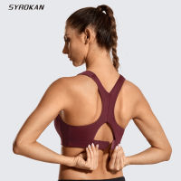 SYROKAN Womens Front Adjustable Lightly Padded Wirefree Racerback High Impact Sports