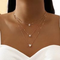 【cc】✿✌๑  New 925 Sterling Layered Star Necklace Delicate Pendant Choker for Jewelry