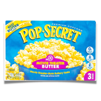 Pop Secret Microwave Popcorn - Movie Theater Butter ป๊อปซีเคร็ต ข้าวโพดดิบรสมูฟวี่ เธียเตอร์ บัตเตอร์ ป๊อปคอร์นสำหรับไมโครเวฟ 272 กรัม (90.7 กรัม x 3 ถุง)