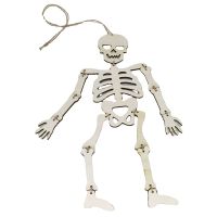 DIY Halloween Party Wooden Human Skeleton Pendant Kids Favor Happy Halloween Party Decor for Home Door Decor