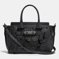 Coach swagger 27 in glovetanned leather with tea rose tooling Women’s Style No.11854 (Dark Gunmetal/Black)