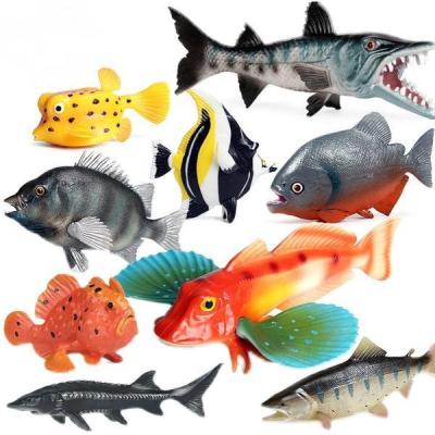 Childrens cognitive simulation animal model of Marine freshwater fish salmon piranha tuna bass fish toys