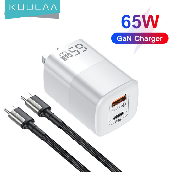 KUULAA sạc nhanh GaN Charger 65W Quick Charge   USB Type C QC PD USB  Charger Portable Fast Charger For iPhone Xiaomi Laptop Tablet asd |  