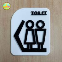 ป้ายห้องน้ำ ชายหญิง พร้อมดีไซน์ลูกศรในตัว ใช้บอกทางไปห้องน้ำ [TOILET SIGN - OC ON SIGN N0.78]