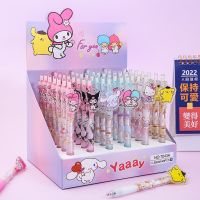 Sanrio ปากกากดปากกาเซ็นชื่อน่ารักสำหรับเด็ก48ชิ้นเครื่องเขียนในไฟตั้งโต๊ะ Zjright เครื่องเขียนในกล่องกล่องใส่ปากกาเจลขายส่ง