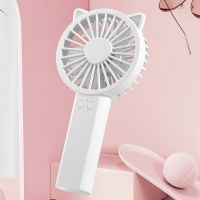 New Handheld /Desktop Fan Rechargeable Portable Mini Fan Compact Size USB Charging Battery 3-Speed 1200mAh Glowing Cat Ears 4-10 Hours Continuous Working Lightweight