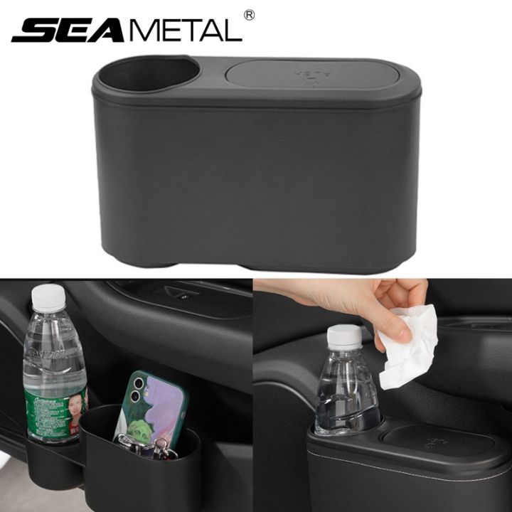 seametal-กล่องเก็บของในรถยนต์-ถังขยะ-กล่องเก็บของเอนกประสงค์แบบแขวน-ที่วางแก้ว-อุปกรณ์เสริมในรถยนต์