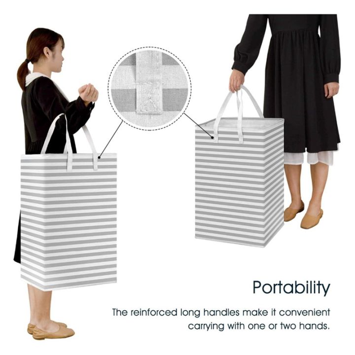 75l-large-laundry-basket-foldable-clothes-storage-basket-stripe-toys-storage-bag-with-extended-handle