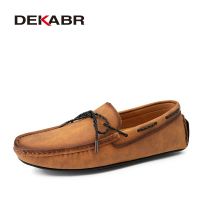 DEKABR รองเท้าโลฟเฟอร์ผู้ชายคลาสสิกรองเท้าหน้าร้อนลำลองรองเท้าหนังแท้ผู้ชายแฟชั่นแฟลตของลื่นบนชายรองเท้าขับรถ2023