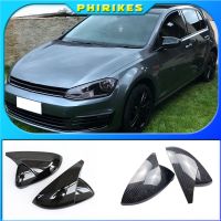 【car parts】2ชิ้นกระจกครอบคลุมหมวกกระจกมองหลังที่ครอบคลุมกรณีสำหรับ VW G Olf MK7 7.5 GTI 7 7R คาร์บอนสดใสสีดำปกอุปกรณ์เสริมในรถยนต์