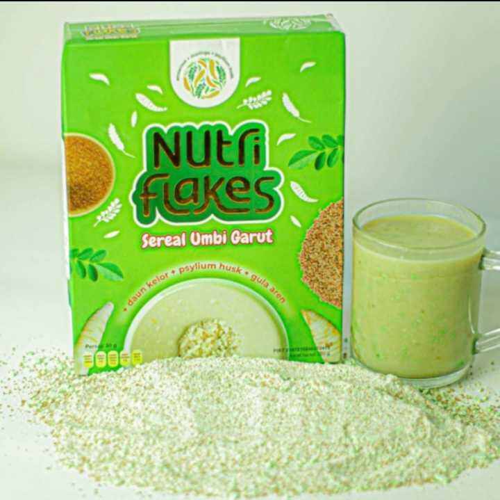 Nutriflakes Sereal Umbi Garut Daun Kelor Psyllium Husk Terapi Asam