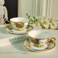 H - New Delicate Bone China Saddle Pattern Coffee Cup Sets 2Cups and 2Saucers, Tea Cups Water Cup , Gift for Friends