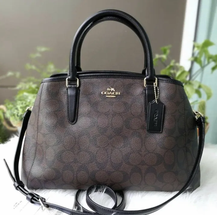Coach. F69075 Zoe Carryall in Brown/Black Signature Coated Canvas