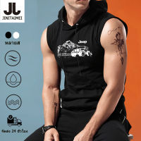 T-shirt Mens Sleeveless Tank Top Hooded Mens Sports Print Hoodie