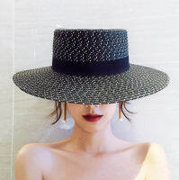 New design womens casual straw hat Sun hat Panama cap Lady floppy Flat visor cap patchwork casquette Gorros