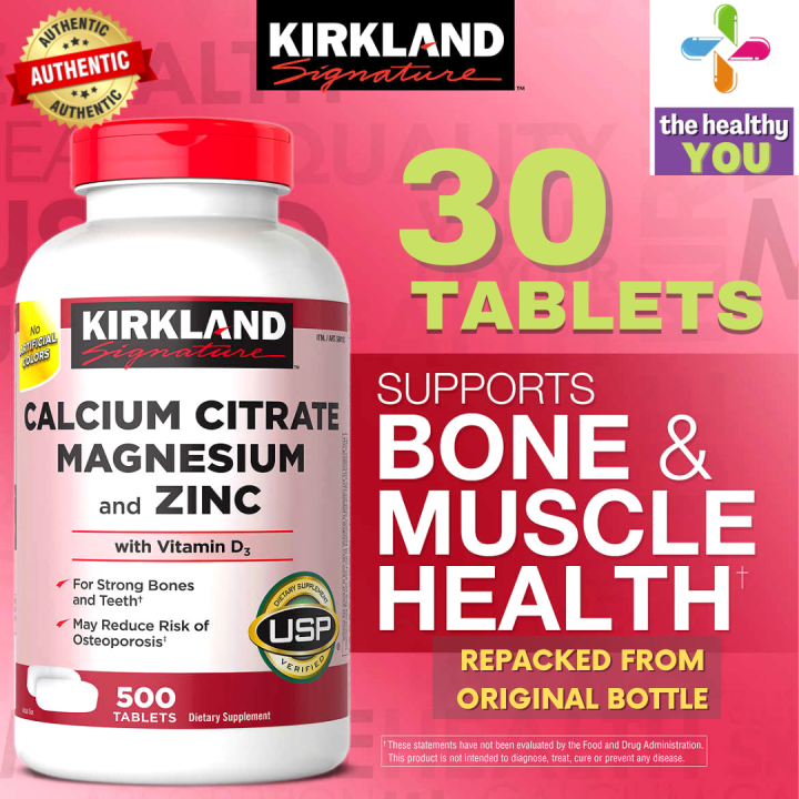 30 Tablets Kirkland Signature Calcium Citrate Magnesium and Zinc