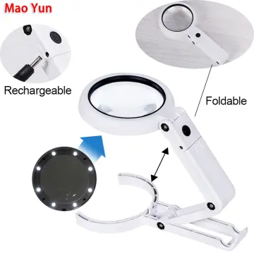 Rechargeable Square Handheld Portable Magnifying Glass LED Illuminated  Magnifier