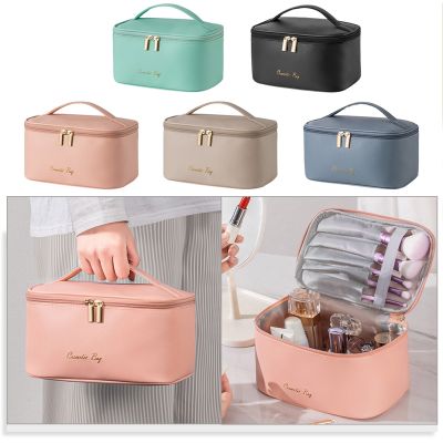 【CC】 Make Up Storage Large Capacity Makeup Organizer Multifunctional Leather with for Men Traveling