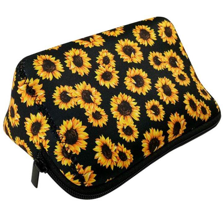 sunflower-floral-makeup-bag-waterproof-soft-neoprene-travel-bag-zippered-storage-pouch-printing-toiletry-bag-pencil-case-organizer