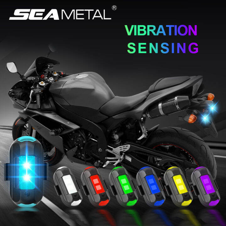 SEAMETAL USB Charging Motorcycle Strobe Warning Light Car Vibration