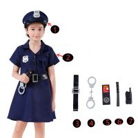 Police Costume for Kids Dress Up Set Role Play Officer with Handcuffs Badge Toys Suitable for 3-8 Years Old Boys and Girls Gifts