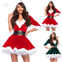 Fashion Miss Claus Dress Suit Women Christmas Fancy Party Dress Sexy Santa Outfits Hoodie Santa Claus Sweetie Cosplay Cost Thunderstorms