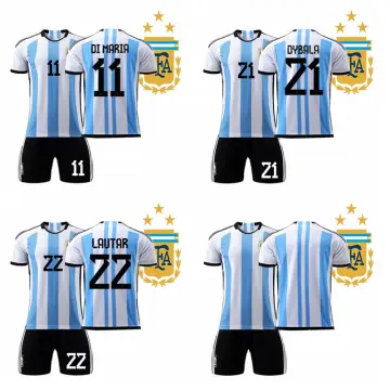 Argentina No. 11 Ángel di María Men's Jersey 3 Pieces Short Sleeve Sportwear for Adult and Kids