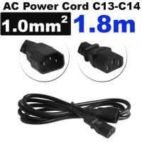 สายไฟ AC หัว ผู้-เมีย 1.8m Black IEC320 C13 Female to C14 Male UPS PDU Power Cord 1.0mmx2 Desktop Computer Extension Power Cable 10A 250V 3 Cores