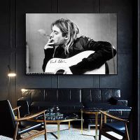 NewKurt Cobain Rock Music Band Singer โปสเตอร์และพิมพ์ภาพวาดผ้าใบ Wall Art รูปภาพสำหรับตกแต่งห้องนั่งเล่น (ไม่มีกรอบ) Liyanhong2