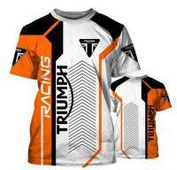 Summer Triumph t-shirt moto racing 3D printed street uomo e donna sport Fashion Large O collar t-shirt -orange