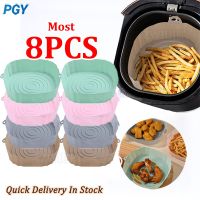 8/4/3/2/1Pcs Air Fryer Silicone Pot Round Silicone Basket Mold Airfryer Oven Baking Tray Pizza Fried Chicken Basket Reusable Pots Pans