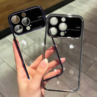 เคสอุปกรณ์ป้องกันเลนส์ใสแบบเคลือบหรูหราสำหรับ iPhone 14 13 12 11 Pro MAX 7 8 14 Plus X XR ซิลิโคนใสฝาครอบกันกระแทก