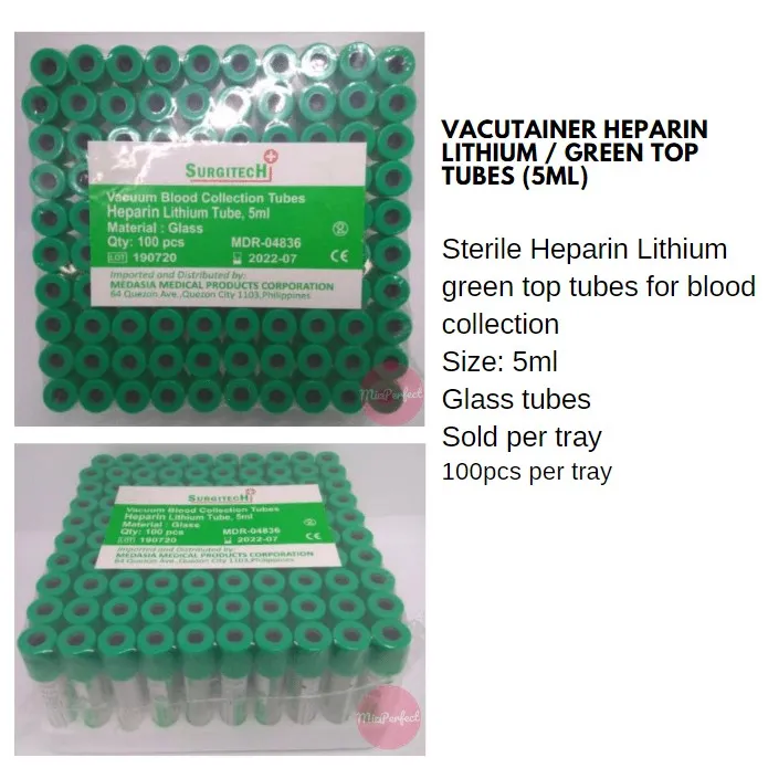 VACUTAINER BLOOD COLLECTION TUBE GREEN TOP 5ML PER TRAY Lazada PH