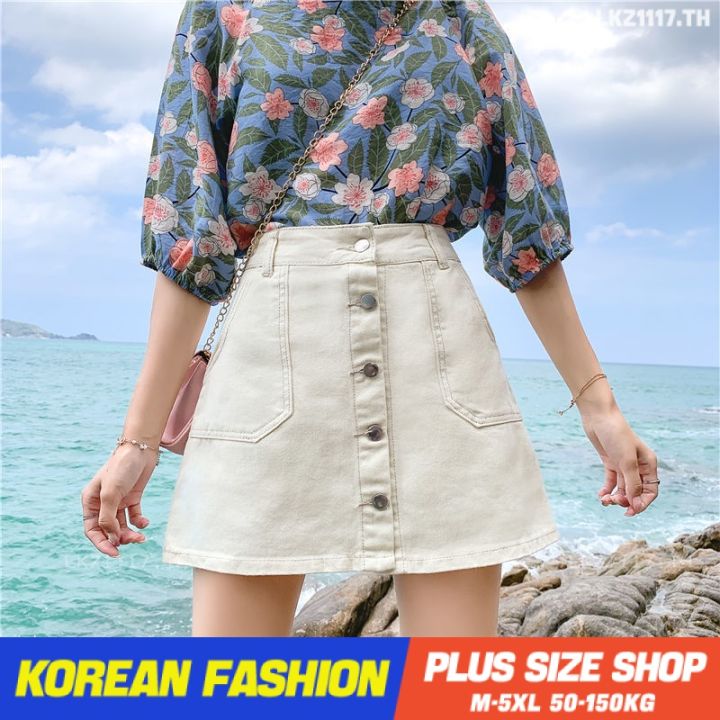 plus-size-เสื้อผ้าสาวอวบ-กระโปรงสาวอวบอ้วน-ไซส์ใหญ่-ผู้หญิง-กางเกงกระโปรง-สั้น-เอวสูง-สีขาว-ฤดูร้อน-สไตล์เกาหลีแฟชั่น