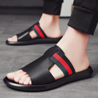 Qmaigie slides for mens sandal luxury brand leather slippers summer 2022 slip on lightweight breathabl High Quality sandals