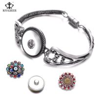 ☏ RoyalBeier Snap Buttons Magnetic Bangles DIY 18mm Snap Hollow Out Cuff Bracelets For Charm Women Femme Jewelry Pulseras