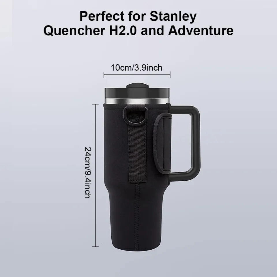 Nuovoware Water Bottle Carrier Bag Compatible with Stanley Quencher NeopreneH2.0 40oz Bottle Holder with Adjustable Shoulder Strap, for Hiking