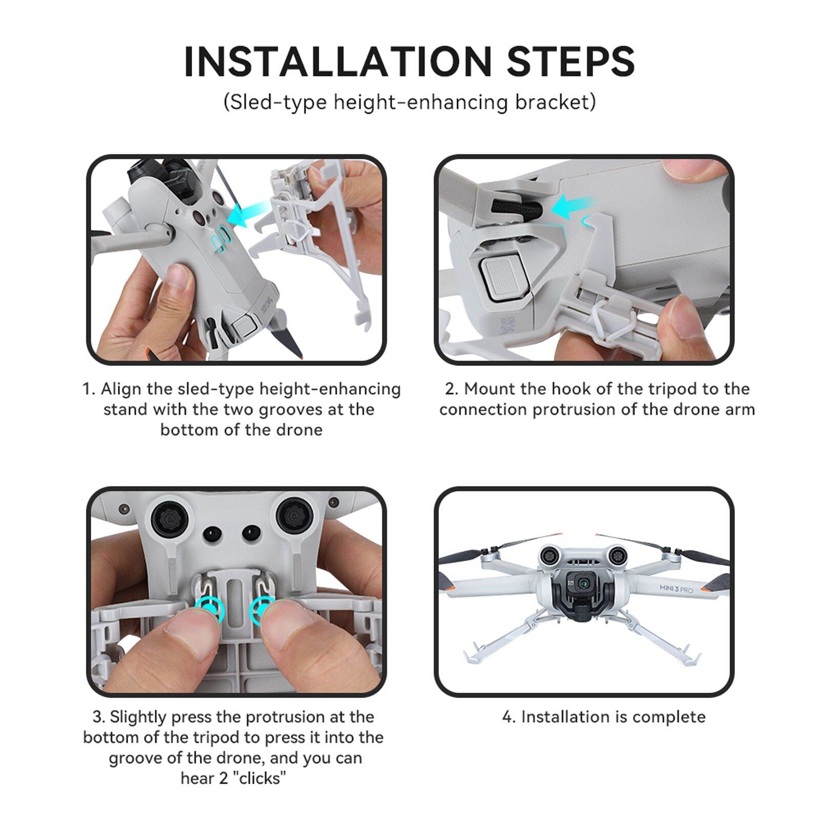 STARTRC 1110890 For DJI Ini 3 Pro Drone Foldable Landing Gear ABS Anti-fall Heighten Landing Stand