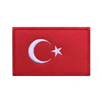 ☬❐✖ 1PC Turkish Flag Turkey Armband Embroidered Patch Hook Loop Or Iron On Embroidery Badge Cloth Military Moral Stripe