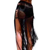 【CW】 Women  39;s Swimwear Cover Up Skirt Color Tassel Fishnet Smock Beach Bottoms