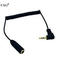 90 Degree Right Angle 2.5mm to 3.5mm Jack Spring Retractable Extension Cord Audio Cable For Mobile Phone Computer Tablet Speaker