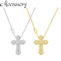 Moonmemory 925เงินสเตอร์ลิงชุบ24K สีเหลืองชุบทอง Double Cross สร้อยคอจี้ทางศาสนาสำหรับ Unisex เครื่องประดับญี่ปุ่น