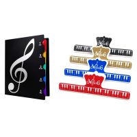 1 Pcs Music Themed Folder Holder Writable &amp; 4 Pcs Music Book Note Paper Ruler Sheet Music Spring Clip Holder