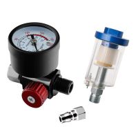 LJLJ-1/4quot; Scratch Air Pressure Regulator Gauge Spray Tool Amp; In-Line Water Trap Filter Tool 0-140psi/10bar Oil-Water Separator