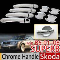 For Skoda Superb Mk1 B5 3U 2001-2008 Chrome Door Handles Covers Trim Set Of 4Pcs Car Essories Stickers Car Styling 2003 2005