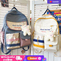 myspaceshop(M1805) กระเป๋าเป้สีทรูโทน about the bag ใบใหญ่ ช่องใส่ของเยอะ